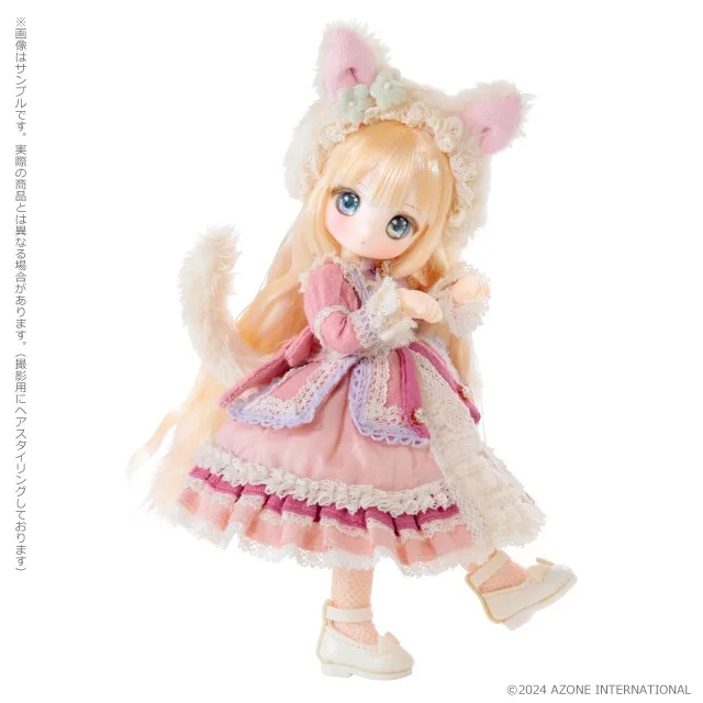 Azone 1/12Doll Primrose × SugarCups Sugar Lala Strawberry Milk Cat