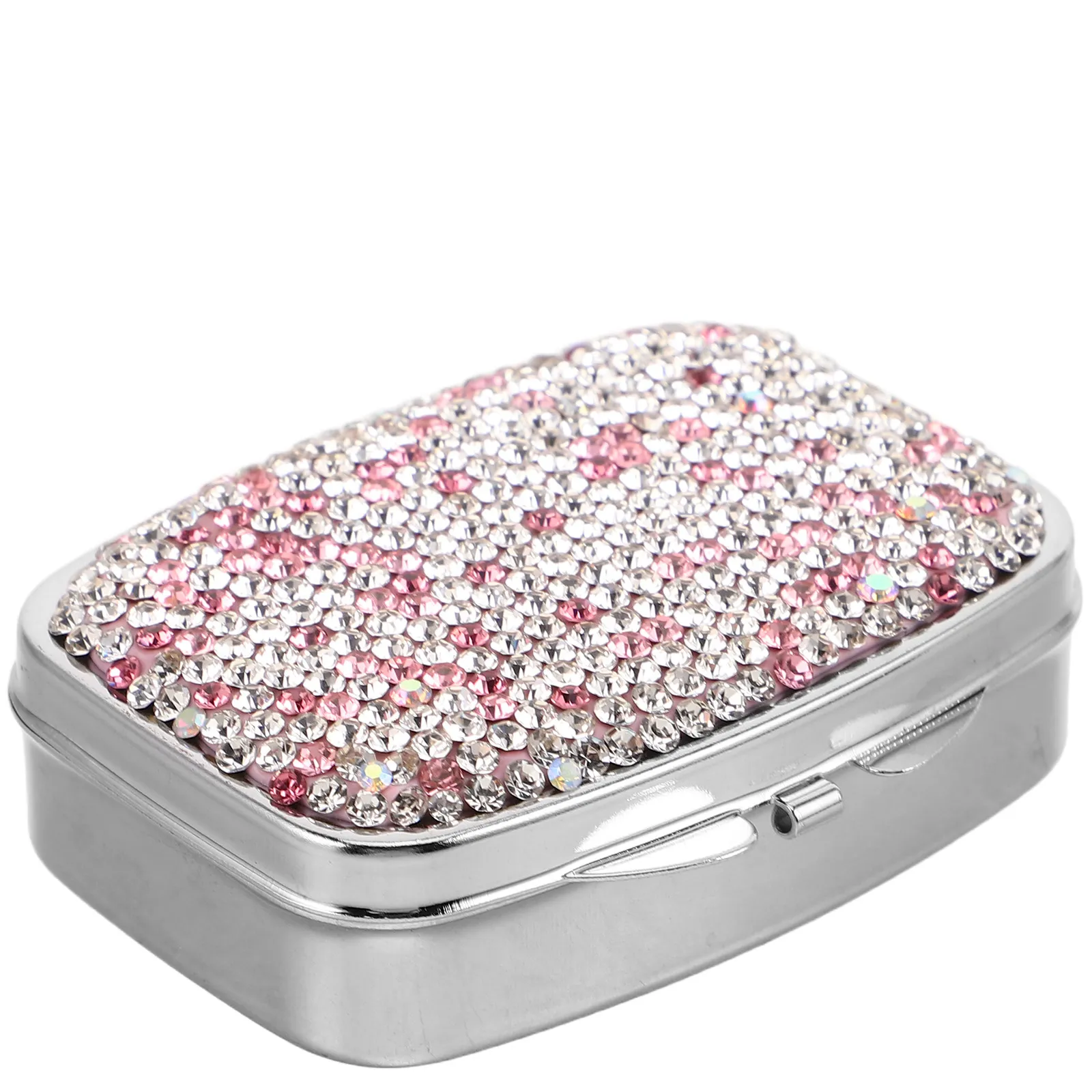 

Mini Travel Pill Organizer Rhinestone Compact Medicine Case Multi-Compartment Daily Vitamin Supplement Storage