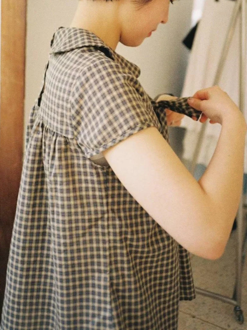 Coréen Sle été ort Sve irt femmes Faionable Vintage noeud poupée col irt bulle Sve tenue décontracté