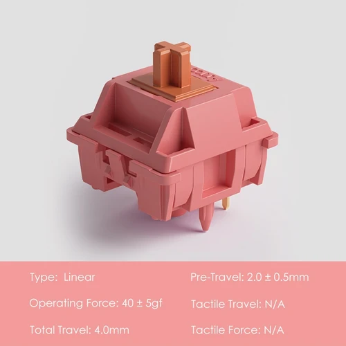 Imagen 2 del producto Akko Interruptor de palisandro 5 pines 40gf Interruptor lineal Lubrado en fábrica Paso bajo profundo Compatible con teclado mecánico MX (45 piezas)