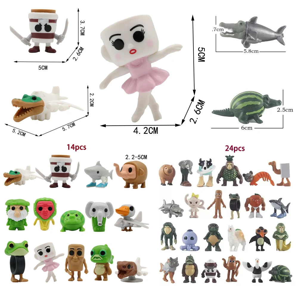 14-24Pcs Italian Brainrot Tung Tung Sahur Figures Tralalero