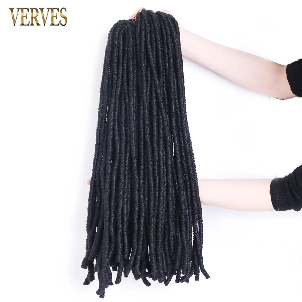 Rastas de pelo sintético de ganchillo para mujer, extensiones de trenzas de 14, 18 y 22 pulgadas, color negro