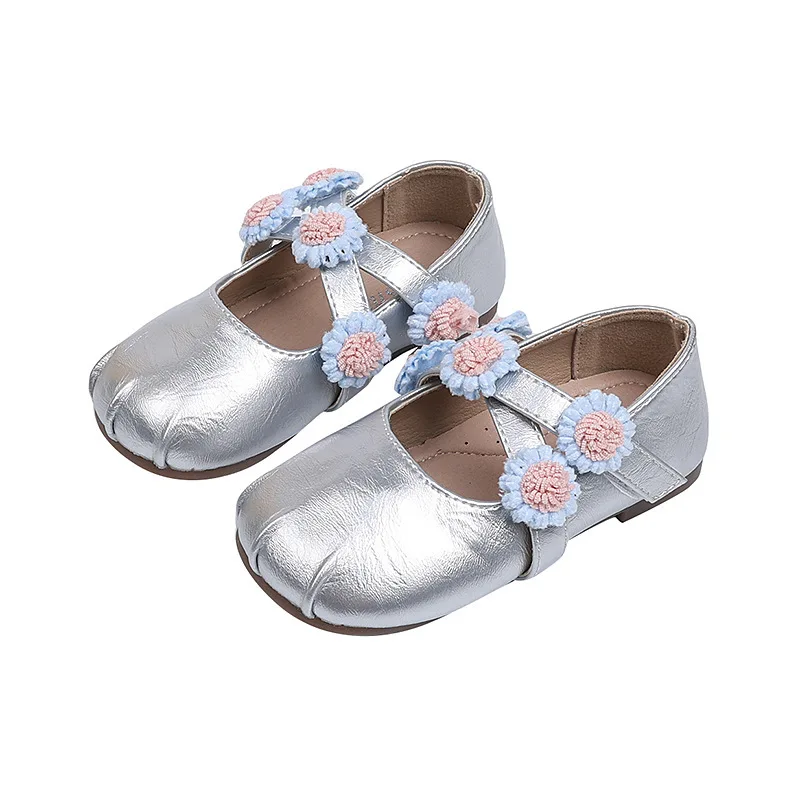 ربيع الخريف الفتيات أحذية من الجلد الحلو الباليه تنوعا الأطفال السببية فستان الأميرة أحذية لطيف شيك زهرة الاطفال حذاء مسطح