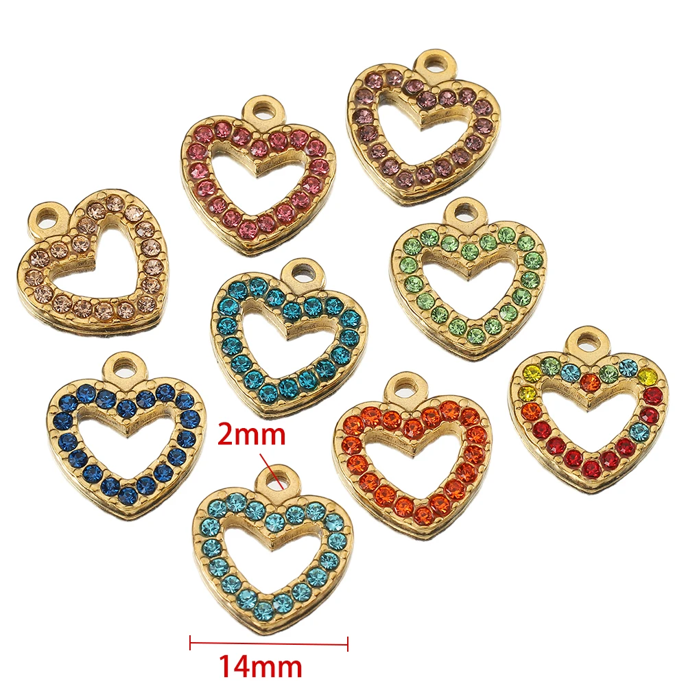 5pcs Mixed Stainless Steel Rhinestone Pendants Colorful Crystal Charms Beads for Necklace Bracelet Jewelry Making Charm DIY