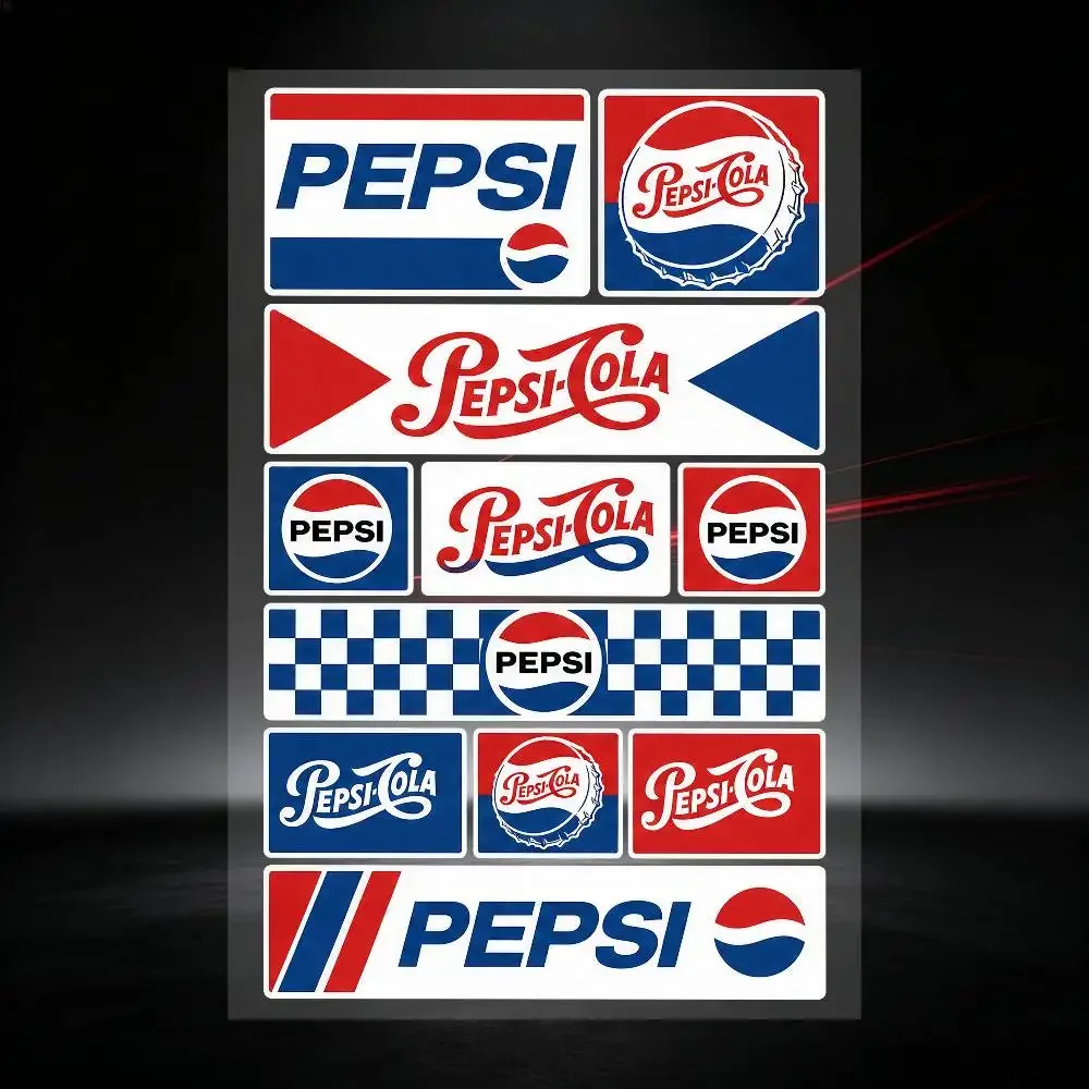 Poster P-pep-si C-o-la Universal Multi-Purpose Reflective Waterproof Stickers Scratch Conceal For Auto Bike Helmet