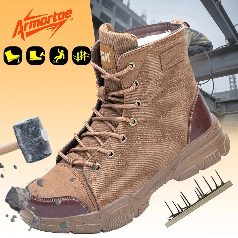 

ArmorToe Steel Toe Safety Shoes Heavy Duty Comfortable Anti Puncture Slip Resistant High Top Work Boots For Men #Armor2730