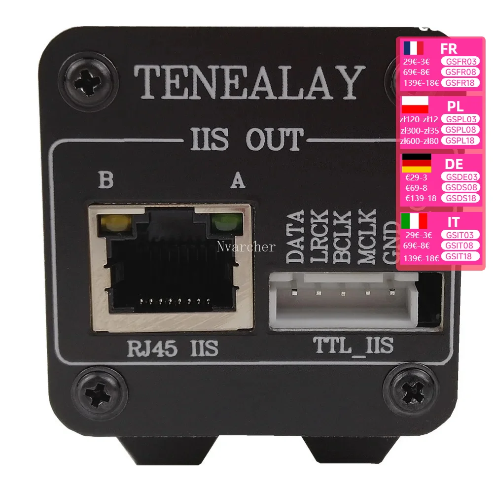 Nvarcher HDMI-Compatible to RJ45 IIS signal converter I2S differential   TTL level For HIFI DAC