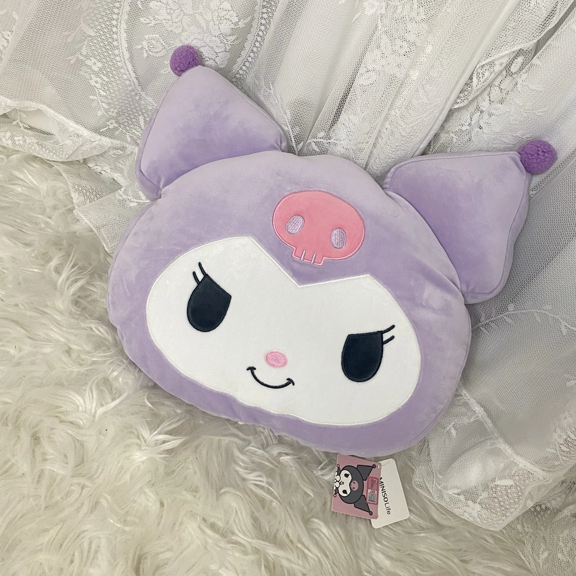 Comfortable Kuromi Plush Toy Lovely Back Cushion For Chair Japanese Style Plushies Sofa Decorative Pillow Xmas Gifts Girl