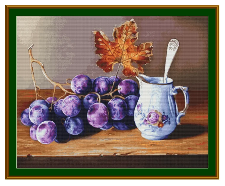 

Still Life with Grapes Sewing kit 18CT 16CT 14CT Unprinted Cross Stitch Kits Embroidery Art DIY Handmade Needlework Home Decor