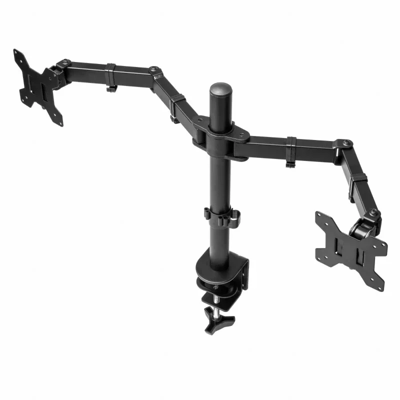 Wholesale 13-27 Inch LCD Screen Dual Monitor Stand 360 Rotation +- 90 Tilt Height Adjustable 10KGS Per Arm Clamp Desk Mount