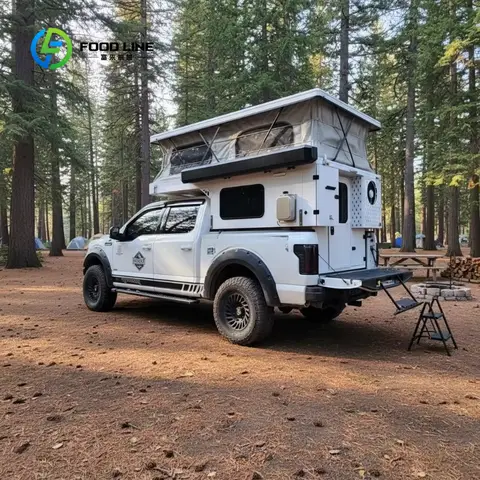 Compact Pop Up Truck Camper Cabin for Pickup Trucks, Fully Equipped Custom Camping Pod with Bed Solar Option