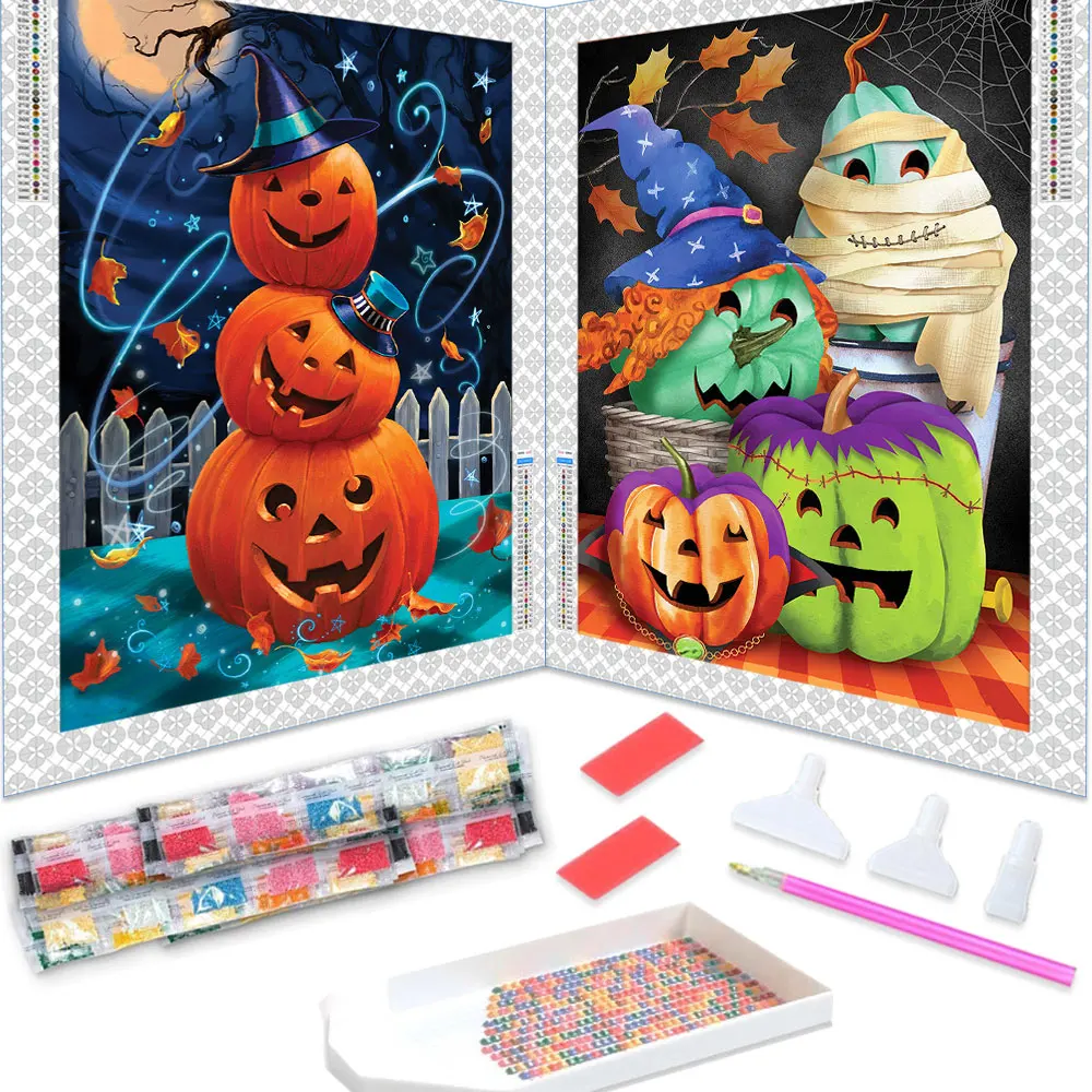 5D DIY Diamond Painting Halloween Pumpkin Full Diamond Mosaic Art Embroidery Kit Rhinestone Picture Cross Stitch Home Decoration