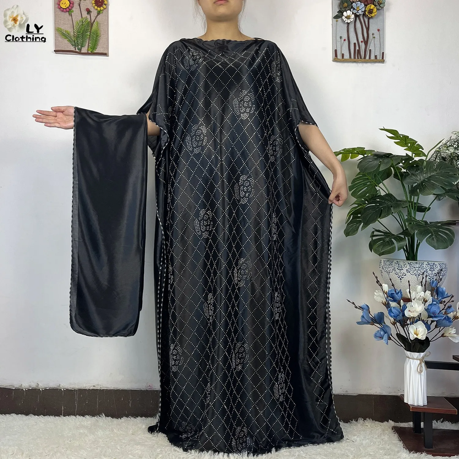 Muslim Dress 2023 New African Abaya Women Kaftan islamic Clothing With Scarf African Women Dress Inlaid Mubarak Dubai Dress