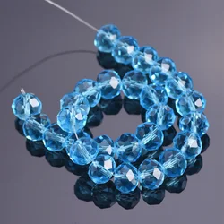 Perles d'Espacement à Facettes en Verre de Clip Bleu Lac, 3mm, 4mm, 6mm, 8mm, 10mm, 12mm, 14mm, 16mm, 18mm, pour Bricolage de Bijoux