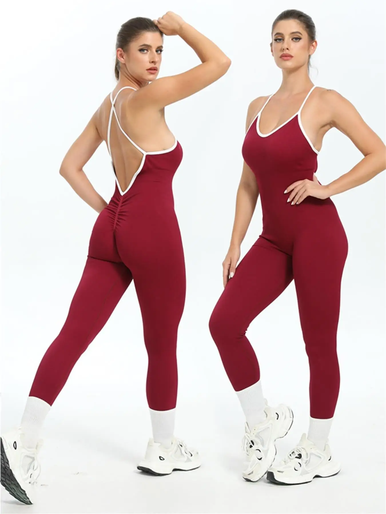 

Women's cross-threaded yoga jumpsuits with chest pads, jumpsuits and yoga wear