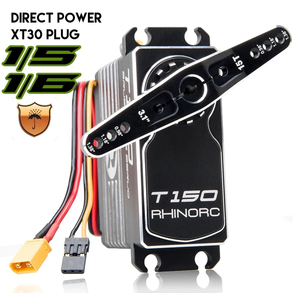 RhinoRC T150 Brushless Servo 158KG 2196oz-in 0.10s Steel Gears 7-17V High Torque RC Car Crawler SCX10 TRX4 MOA