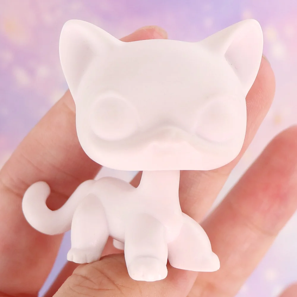 

﻿ 5pcs LPS Mini Pet Shop Rare Pet Animal White Base Shorthair Cat 044 DIY Paint Parent Child Interactive Toys Combination Pack