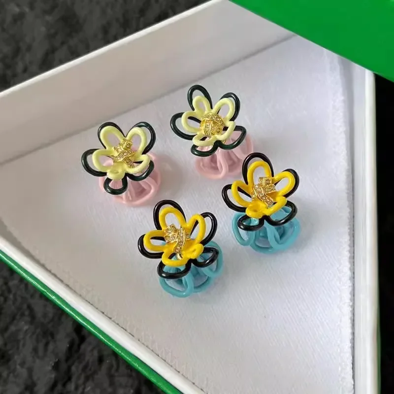 

Модельер Брендовые Синие Розовые Эмалированные Цветочные Серьги Женские Ювелирные Изделия Высочайшего Качества Подарочный Тренд