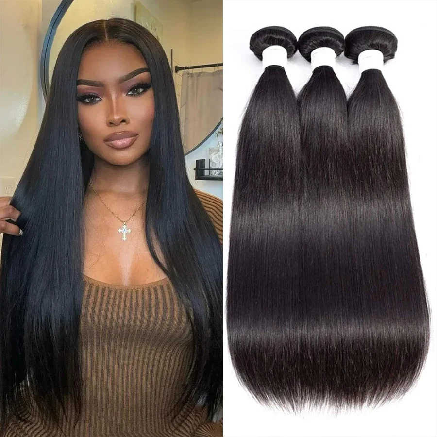 Osso em linha reta feixes de cabelo humano brasileiro 100% cabelo humano 30 40 Polegada pacote remy cabelo natural extensões de cabelo humano para mulher