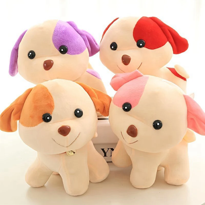

22cm Bell Color-block Puppy Plush Toy New Kawaii Small Decorative Piece Teddy Dog Doll Give Your Child a Birthday Gift