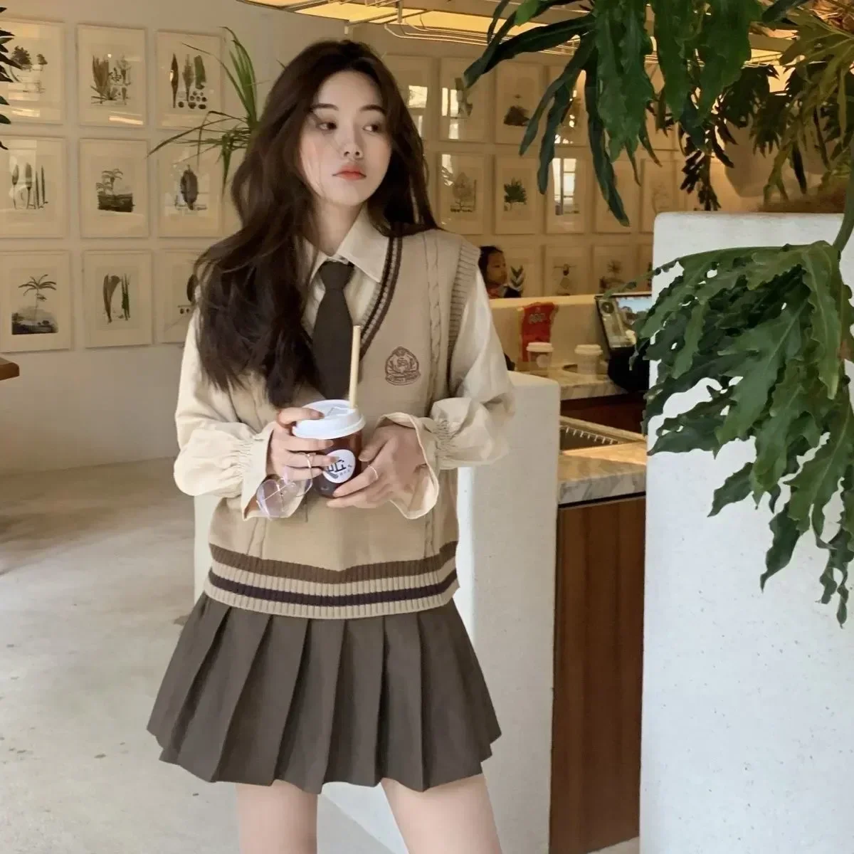 Uniform School Suit Shirt College Vest Autumn Fashion Temperament Top Women's Korea Style 2023