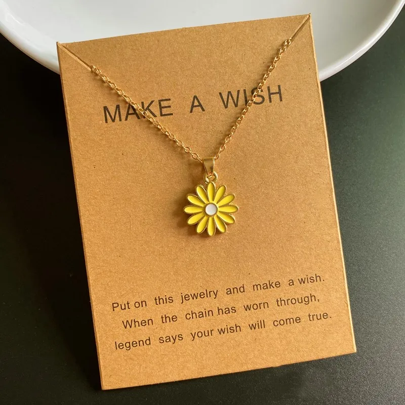 White Yellow Flower Pendant Necklace for Women Girl Cute Romantic Fashion Choker Necklace Gift Colllar Neck Jewelry Wholesale