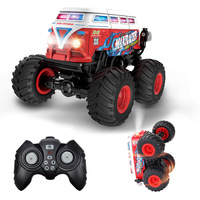 1:20 New Music And Light Spray Off-Road Remote Control Stunt Car Upright 360 Rotating School Bus Children Toy Car Christmas Gift