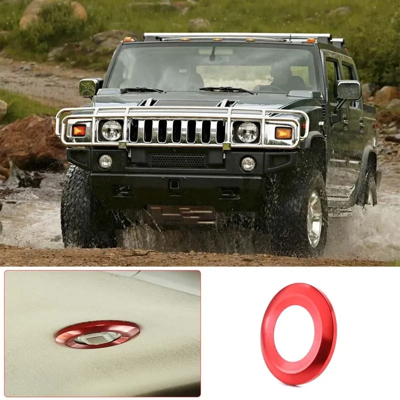 

For 2003-2007 Hummer H2 aluminum alloy red car styling roof microphone decorative ring sticker car interior accessories