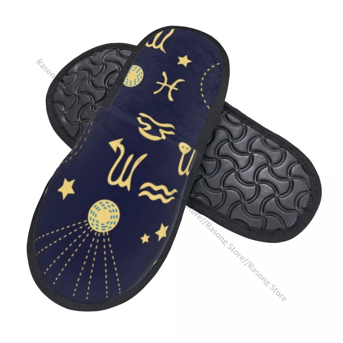 Fur Slipper For Women Men Fashion Fluffy Winter Warm Slippers Abstract Constellations And Astrological Symbols House Shoes