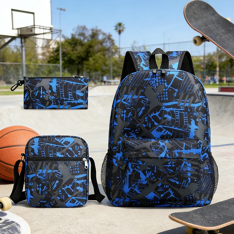 

3pcs Set Black Backpacks Schoolbags Suit Pencil Case Shoulder Bags Backpack Boys Girls School Bag Sets Lightweight Teen Boy Gift