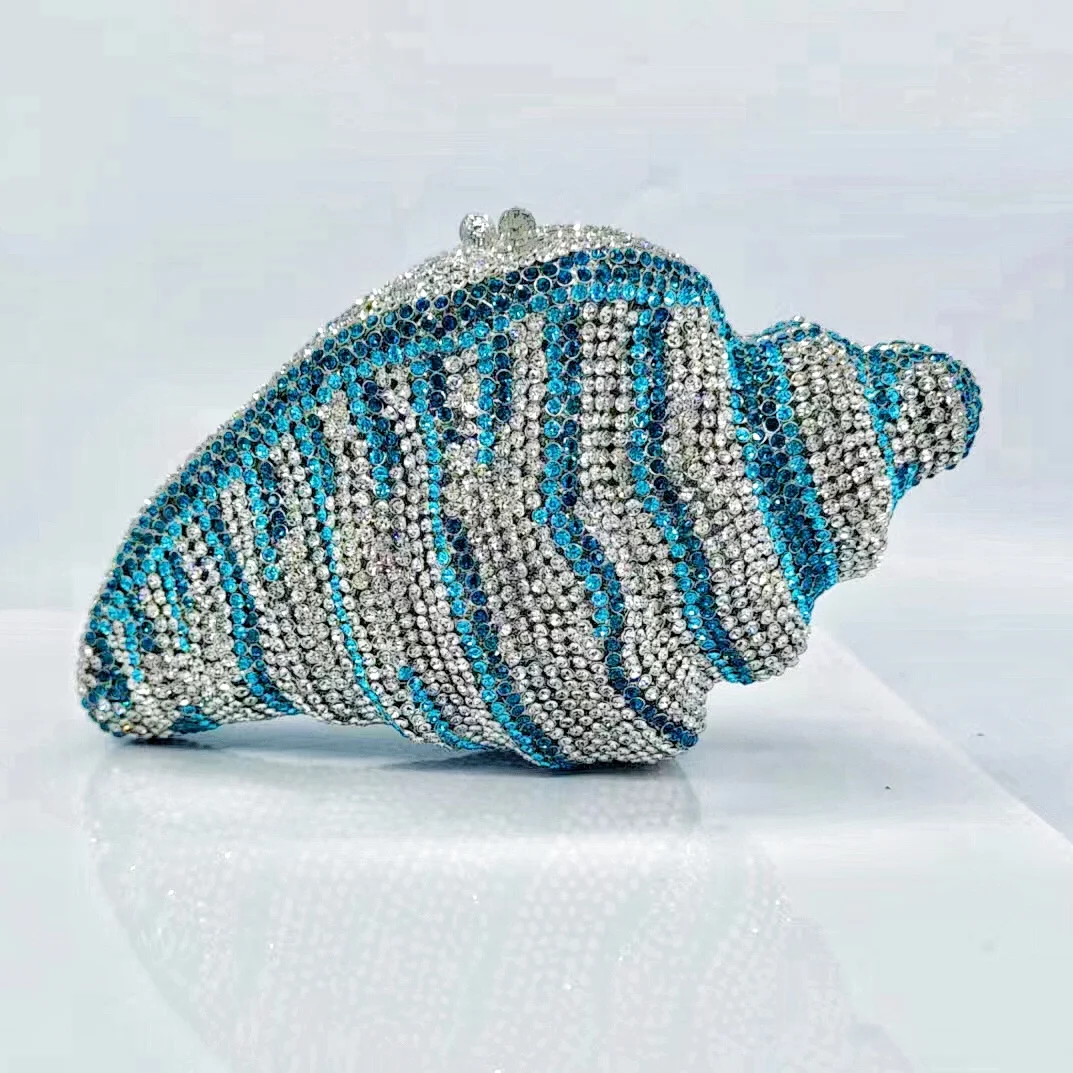 

Conch Diamond Clutch Bag Luxury Hollow Diamond Dinner Bag Stone Clutch Sac De Marque Luxe Femme Crystal-Embellished Party Clutch
