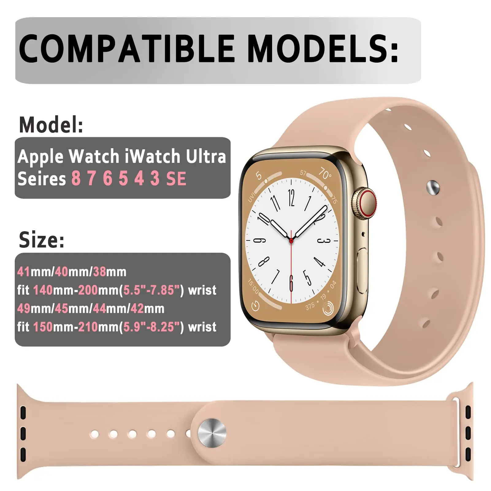 Силиконовый ремешок для Apple Watch Band 44 мм, 40 мм, 46 мм, 41 мм, 45 мм, 38 42, ремень-браслет Loop iwatch series 7 se 6 8 9 10 Ultra 2 49 мм