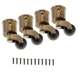 4pcs Zinc Alloy Round Furniture Cup Casters Wheels Piano Legs Guards with Screws 360-degree Swivel for Cabinet Table Chair Sofas