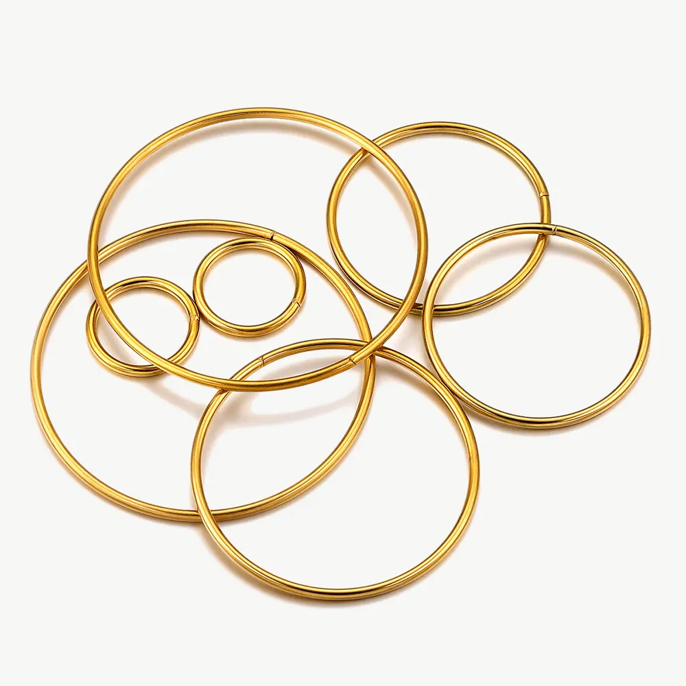 10pcs Stainless Steel Ring for Jewelry Gold Plated Large Circle Bezel DIY Earring Making Supplies Parts Material Charm Wholesale