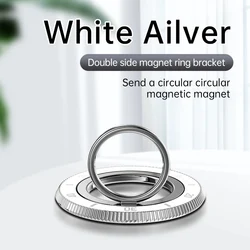 Magnetic Metal Ring Holder For Iphone Samsung Huawei Foldable 360° Rotation Phone Stand With Clock Scale Finger Ring Kickstand