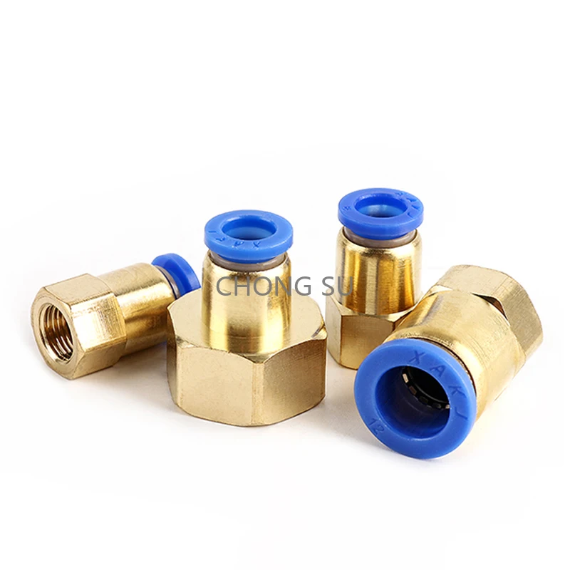

PCF Air Pipe Fittings 4 6 8 10 12 16mm Hose Tube 1/8"1/4"3/8"1/2"BSP Female Thread Brass Pneumatic Connector Quick Joint Fitting