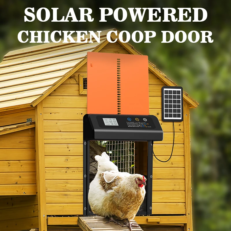 

Automatic Chicken Coop Door Solar Powered, LCD Display Chicken Door with Timer , 4 Modes Automatic Chicken Door Solar