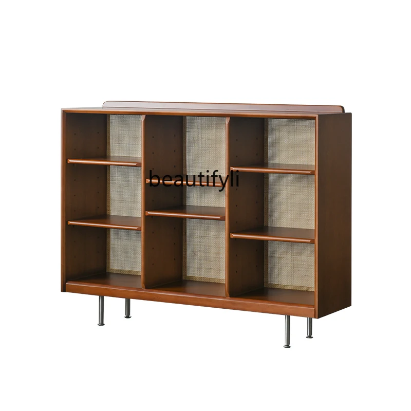 T Rak Nordik Rak Buku dari Lantai Ke Langit-langit Rak Buku Kamar Tidur Rak Pajangan Semua Kayu Solid