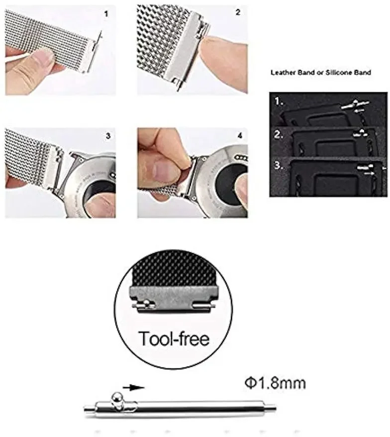 18mm 20mm 22mm Width Quick Release Strap Spring Bar Band Accessories Quick Release Pins 1.5mm Diameter Watchband Pin SmartWatch