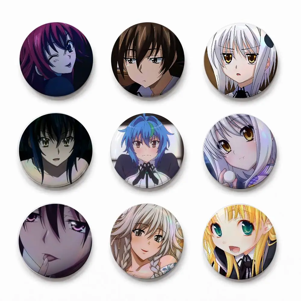 A-High School DxD Cute Cool Round Pin Badge Set For Anime Game Music Cartoon Fans Backpack Denim Jacket Hat Decoration
