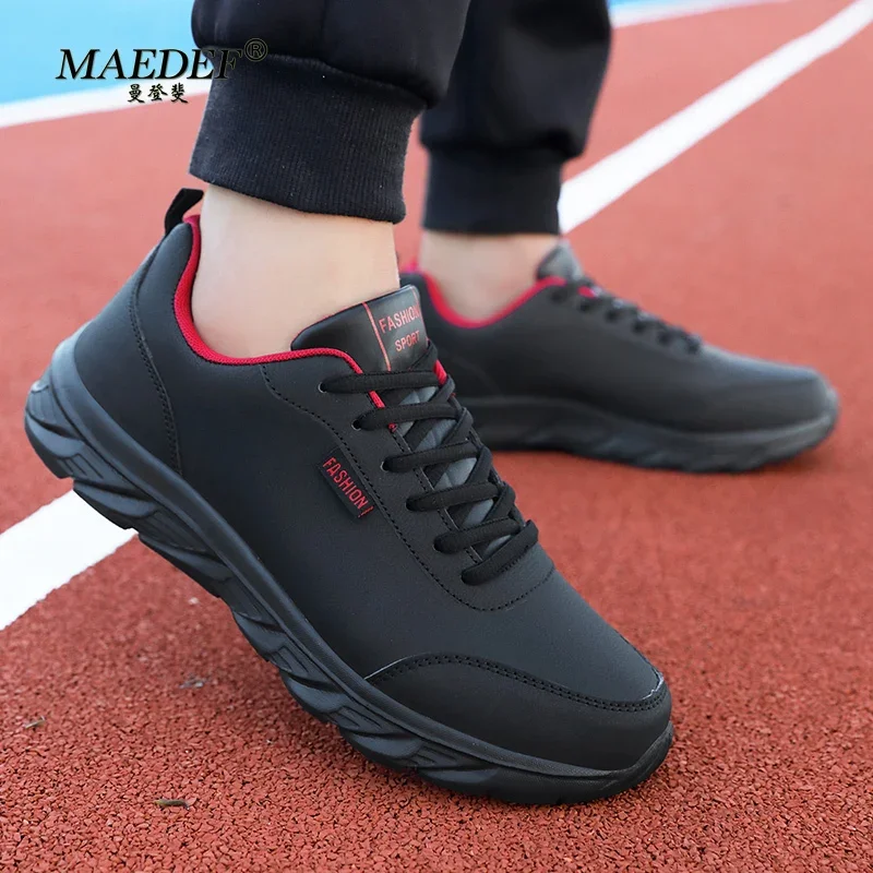 Zapatillas deportivas de cuero para hombre, zapatos de correr, impermeables, de alta calidad, para exteriores, ligeros, para caminar