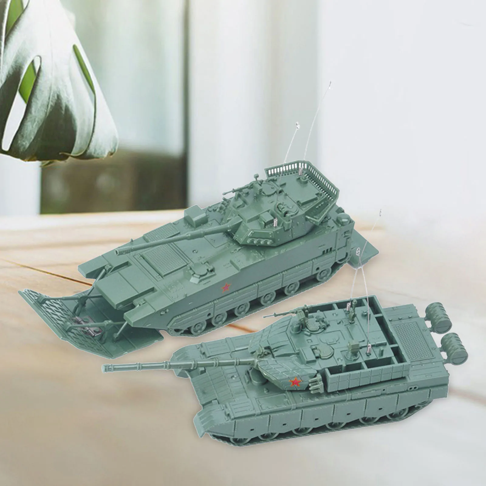 2Pcs 1:72 Vehicles Model Set Armored Car Puzzles Tank Model Collection Action Model Building Kits for Game Birthday Activity