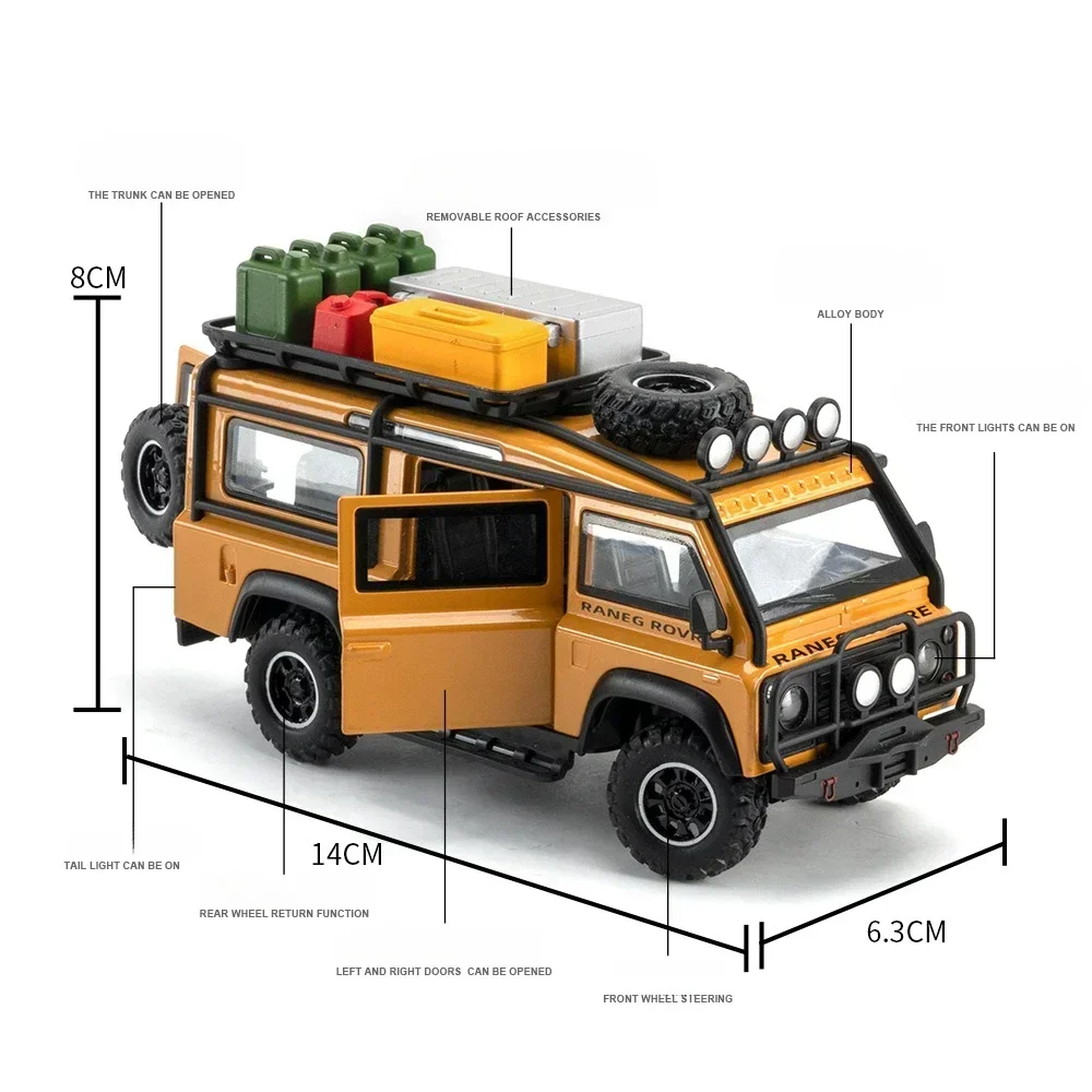 1:32 Defender VAN hors route alliage moulé sous pression en métal modèle de voiture son et lumière à collectionner passe-temps cadeaux d'anniversaire pour garçon enfants