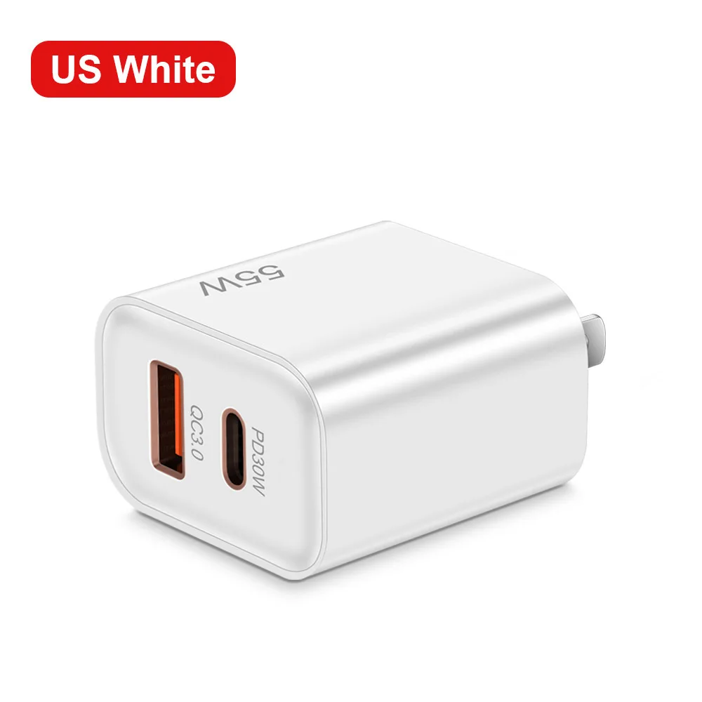 55W USB + USB-C Universal PD Charger for Apple iPhone 15 Samsung Huawei Mate 60 Xiaomi 13 OPPO Fast Charging Power Adapter EU/US