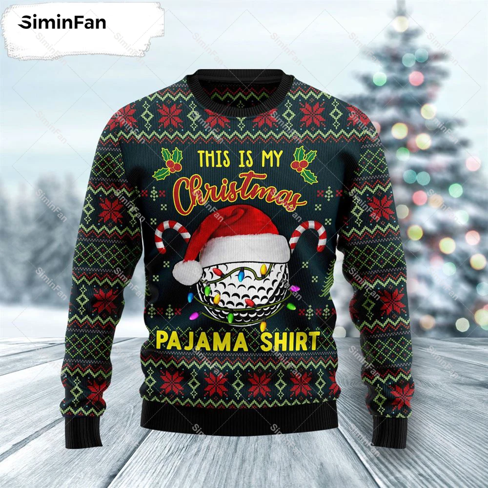 Golf Pajama Ugly Christmas Sweater 3D Printed Mens Pullover Casual Sweatshirt Couple Long Sleeve Shirts Unisex Female Tops Coat