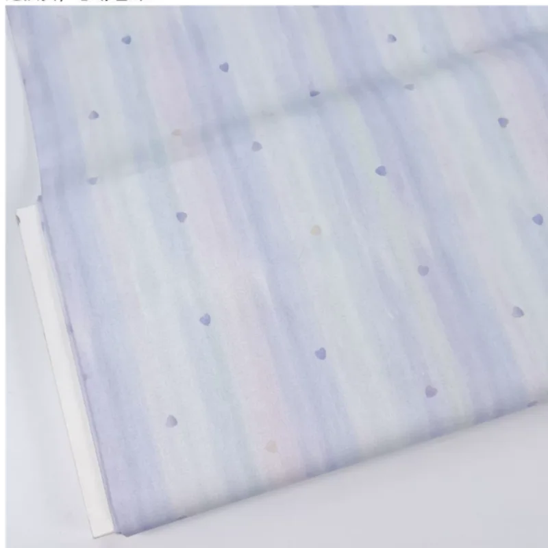 Light Color Stripe Love Heart Print Pure Cotton Plain Fabric For Handmade DIY Children Dress Book Cover Operating Cap, M258