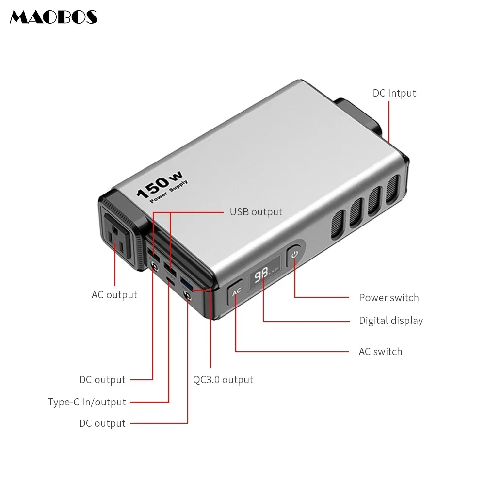 2025 gorąca sprzedaż Elektrownia 150W Generator słoneczny Przechowywanie energii Zasilacz Przenośne AC PD Power Banks 38400mah
