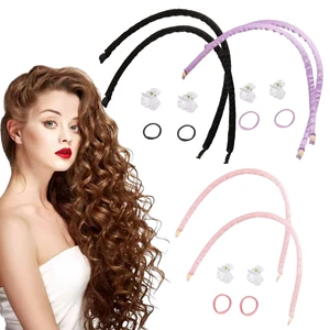 柔らかい髪のカーラーヒートレスカーリングロッドヘッドバンドヒートヘアローラー怠zyなカール眠っているフレックスロッドヘアスタイリングツール 10ベストセールスオーバーナイトブローアウト-9