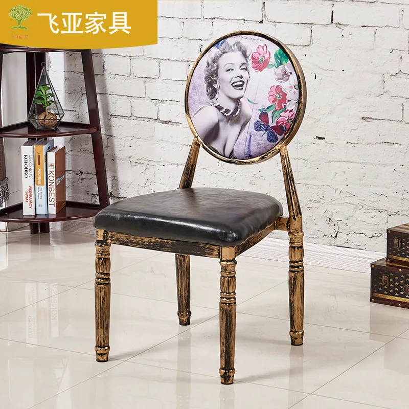 vintage Dining Chairs for Kitchen home Furniture Customized Iron  room  Cafe Lounge Backrest Chair Armchair