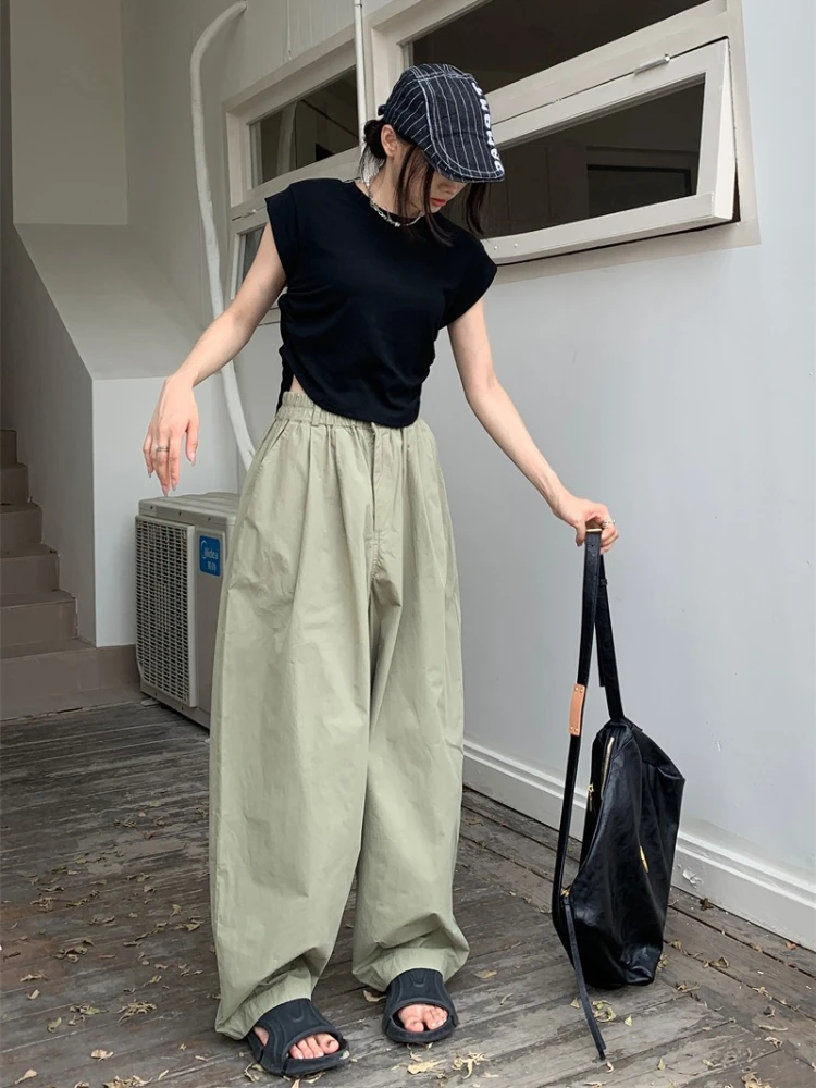Y2K Lazy Sle Casual Pants Women's New High Waist Casual Wide Leg Pants Korean Fashion Slimming Loose Jogging Trousers Streetwear